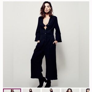 Free people 3/4 sleeve open back jumpsuit